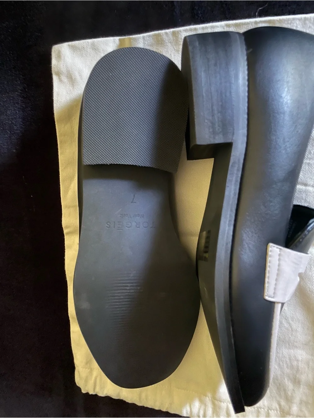 Torgeis NY Black and Cream Leather Penny Loafers